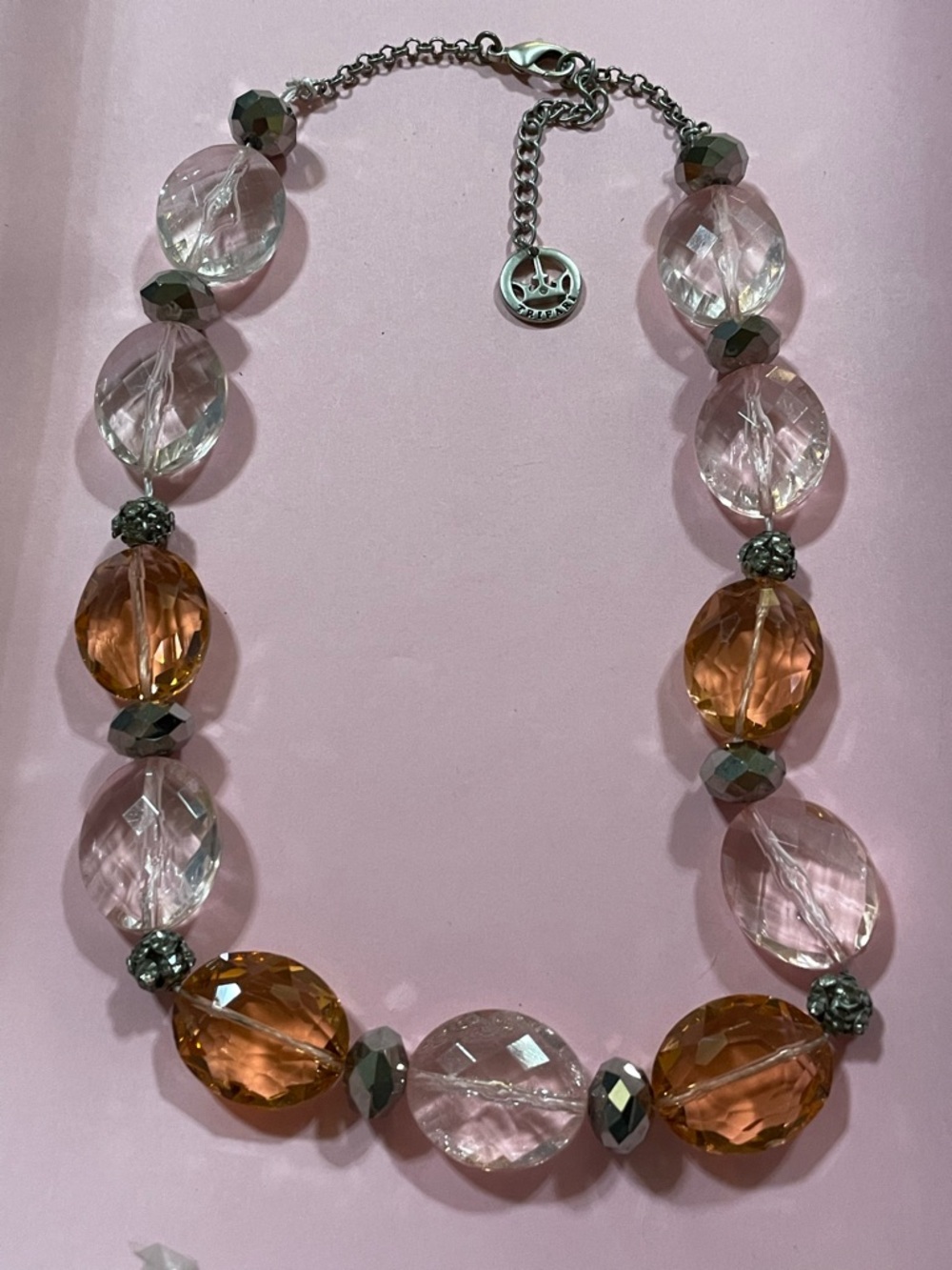 Signed Crown Trifari Plastic Bead Necklace #9282